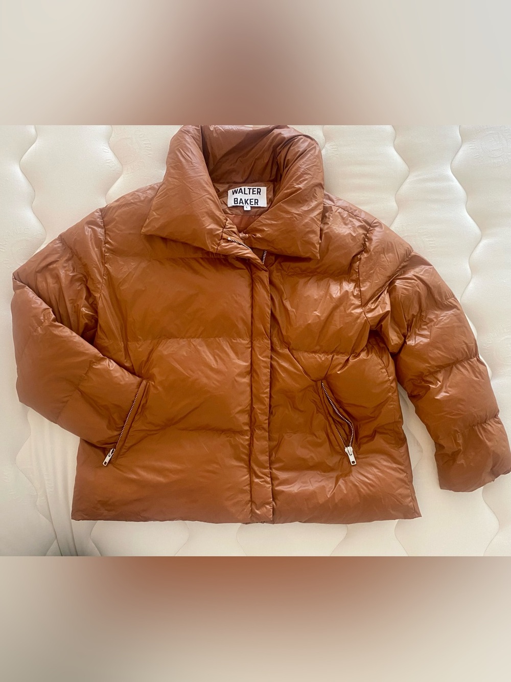 Walter Baker Rust-Brown Quilted Puffer Jacket